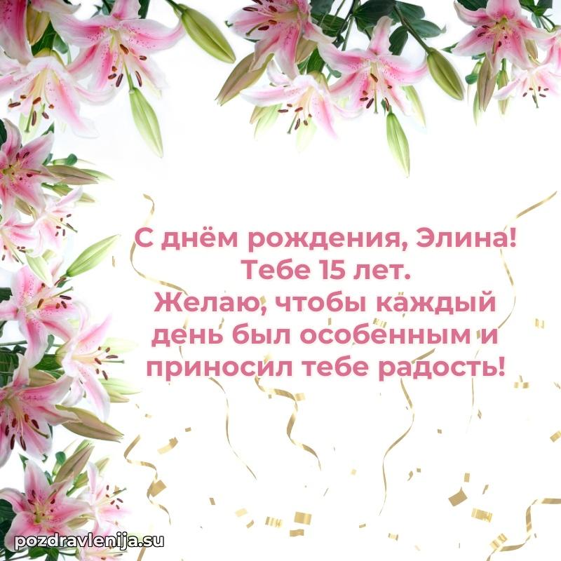 Картинка с юбилеем Элине 15 лет прикольная