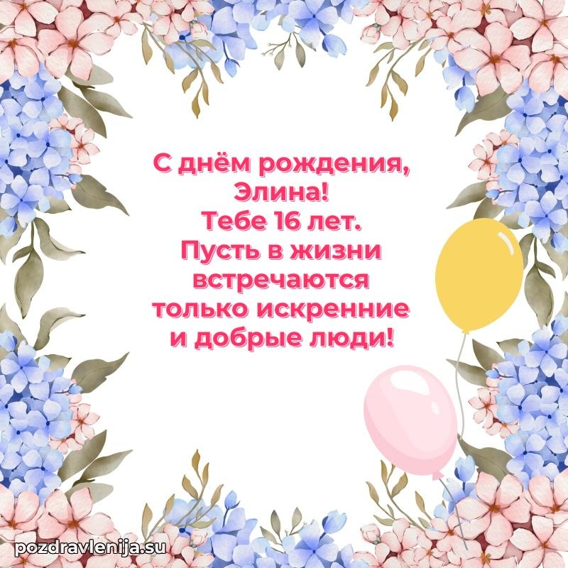 Картинка с юбилеем Элине 16 лет прикольная