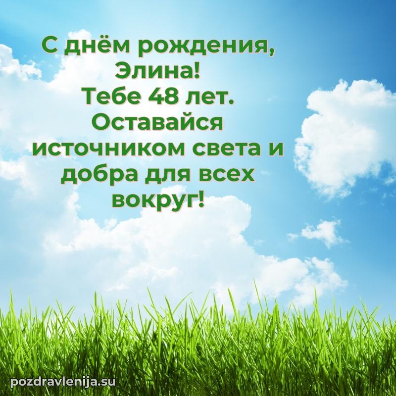 Современная открытка поздравление Элине с Днем Рождения на 48 лет