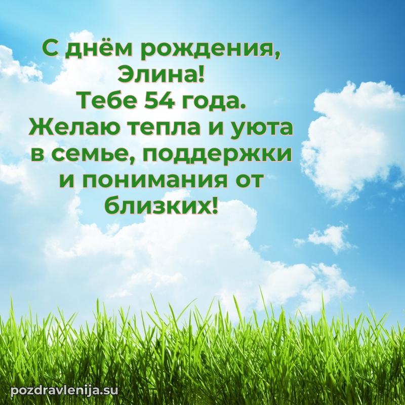 Современная открытка поздравление Элине с Днем Рождения на 54 года