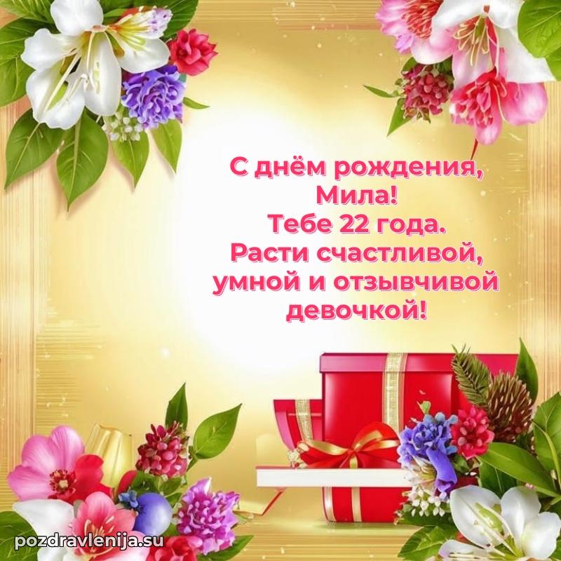 Картинка с юбилеем Миле 22 года прикольная